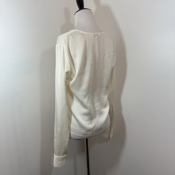 Express Blouse Shirt Size XS Twist Front Long Sleeve Ivory Off White Top - Picture 5 of 10